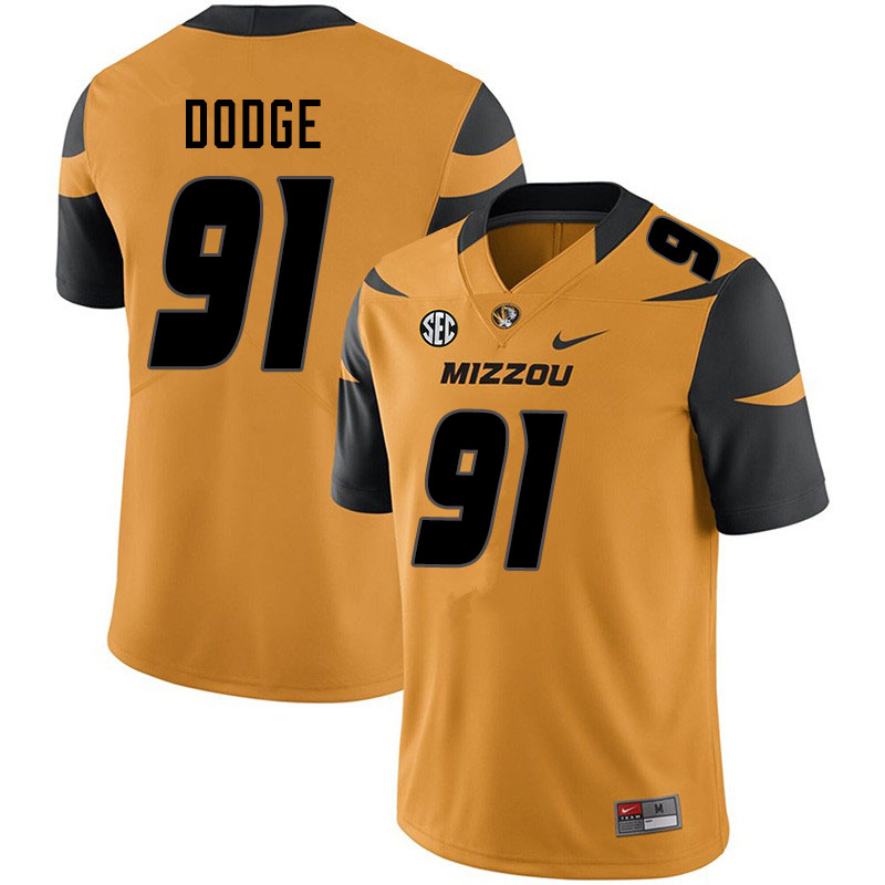 Men #91 Josh Dodge Missouri Tigers College Football Jerseys Sale-Yellow - Click Image to Close